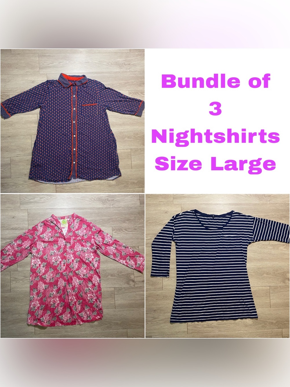 Bundle of 3 Nightshirts ~ Size Large